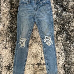 American Eagle Outfitters Light Blue Distressed Skinny Jeans